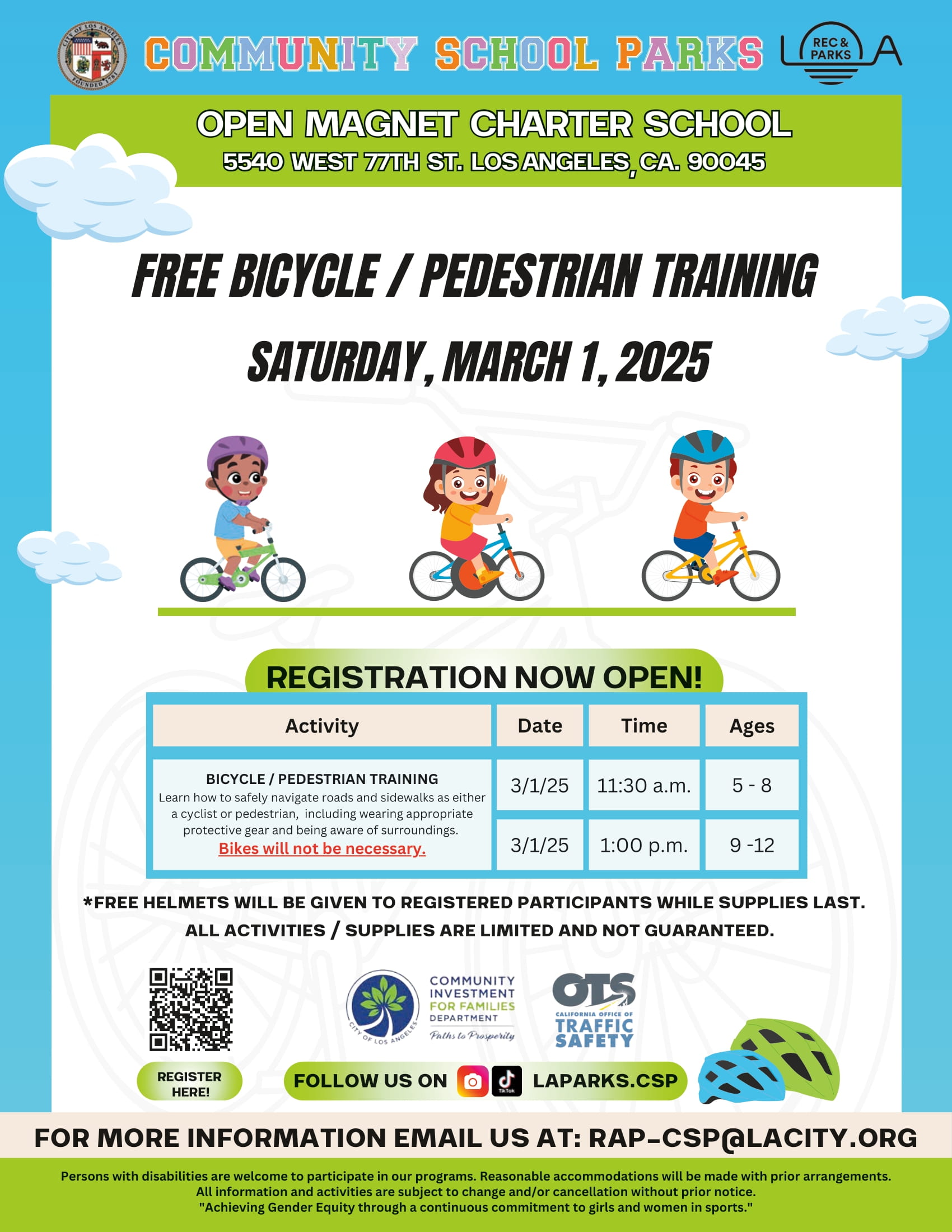 Bicycle training flyer