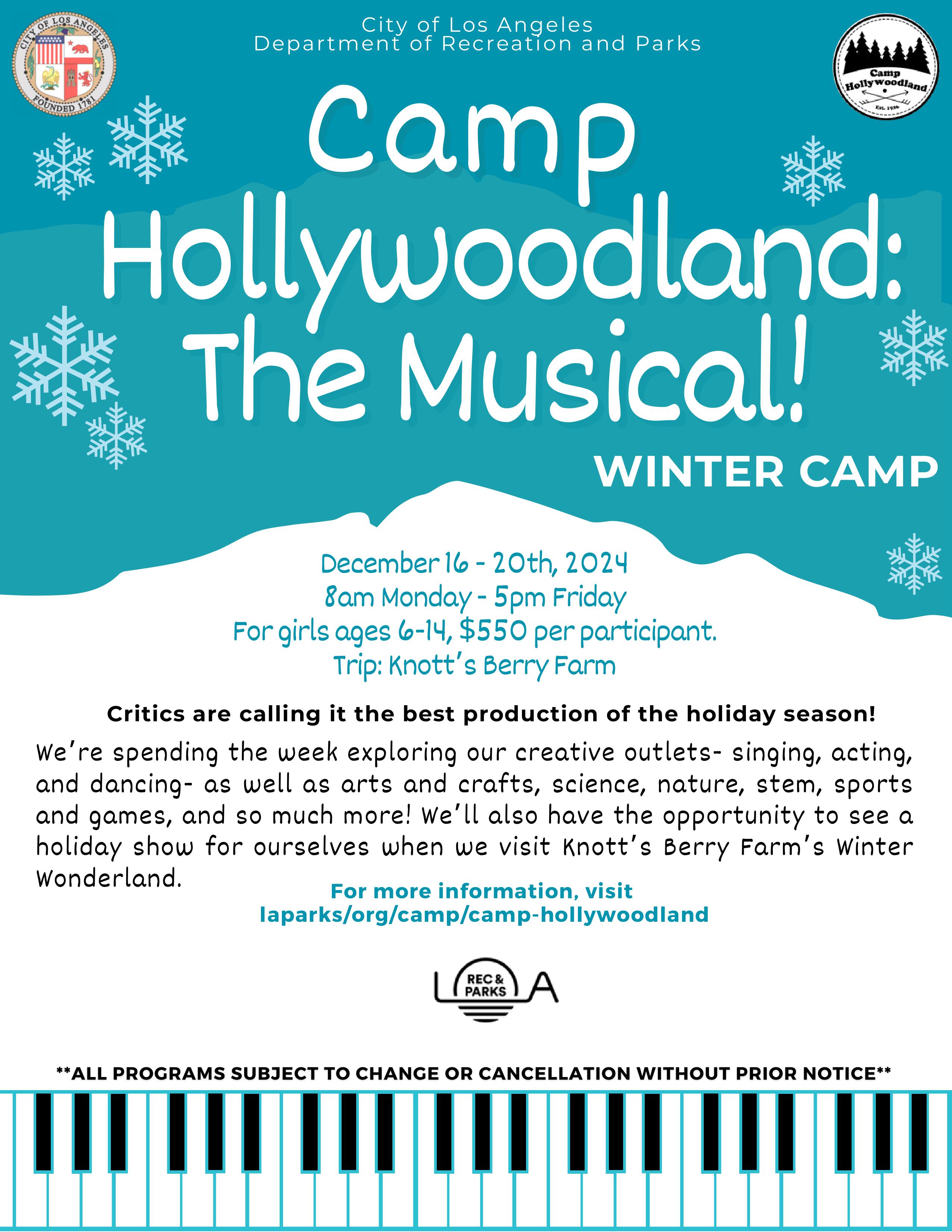 camp hollywoodland flyer